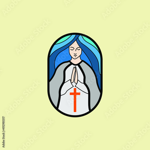 vector the virgin mary logo emblem. suitable for church and religion company