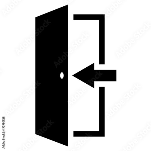 Icon entrance to doorway, arrow in door entrance to inside room