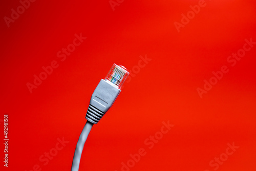 ethrnet cable on red backround 