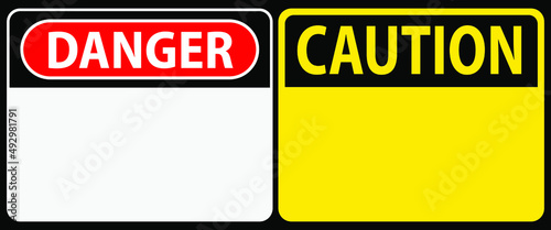 danger and caution blank stickers, vector illustration 