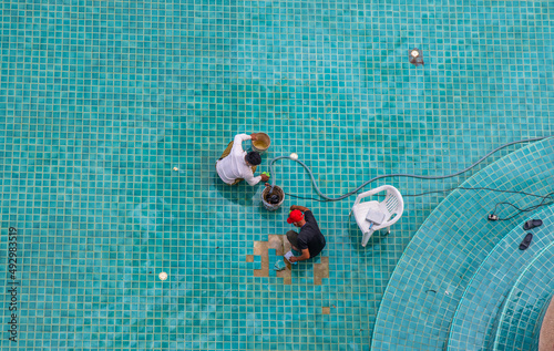 Renovation, maintenance, repair, and tiling work of a swimming pool 