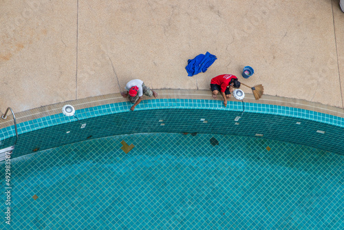 Renovation, maintenance, repair, and tiling work of a swimming pool 