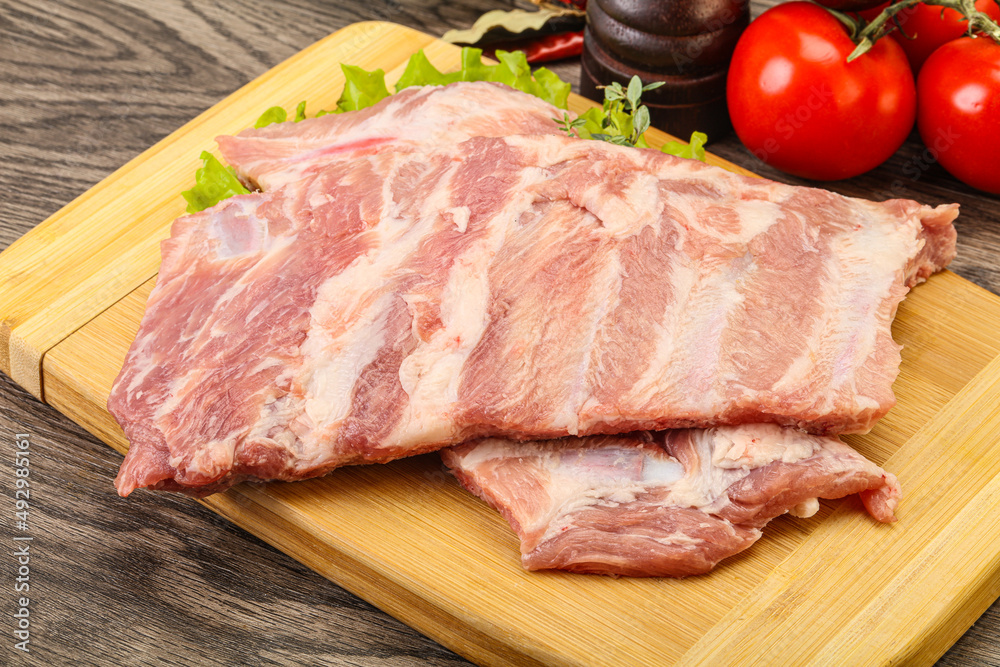 Raw pork ribs for cooking