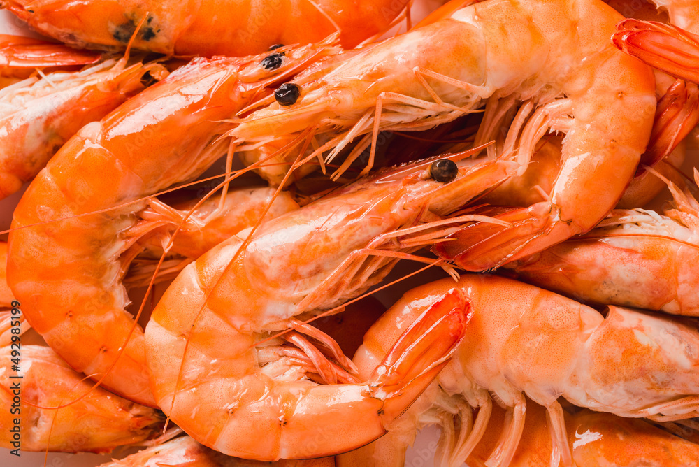 Tasty shrimps as background close up.