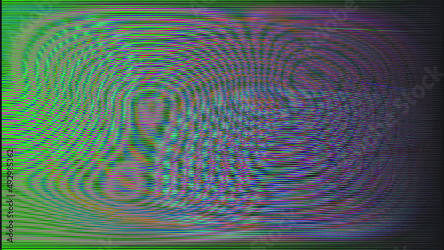 Glitch distorted geometric background . Modern art design . Noise destroyed glitched poster . Trendy defect error background with speed lines . Glitched artwork .Hologram effect .vector 