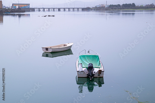 small fishing boats moored in port