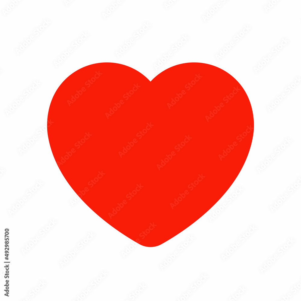 Red symmetric heart isolated on white background. Minimalistic illustration for weddings, prints, t-shirts, Valentines Day cards. Sign of love, romance, feelings, relationships. Vector illustration