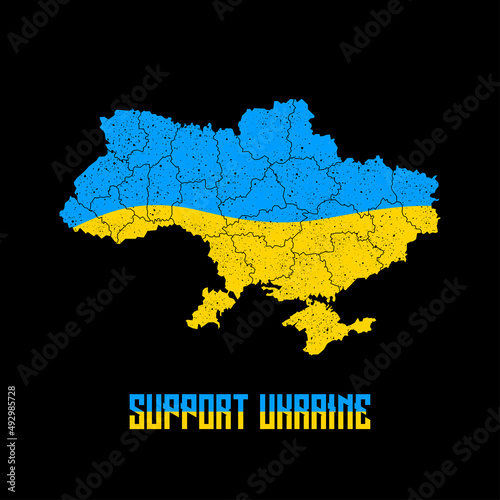 Support Ukraine, Ukraine flag and map concept vector illustration.  Ukraine peace. Save Ukraine from russia.