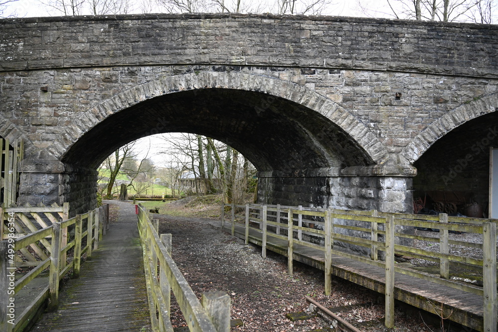 Fototapeta premium Dales Countryside Museum, vintage train station Burtersett Road, Hawes Wensleydale, Yorkshire Dales National Park