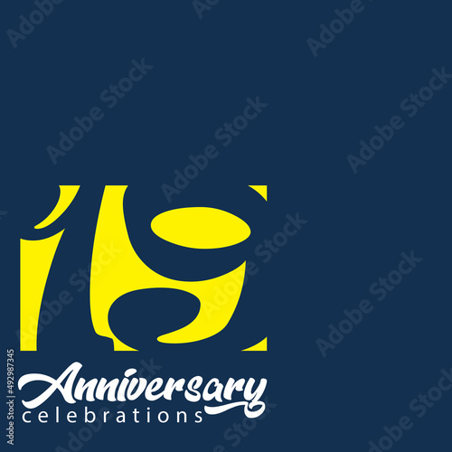 19 YEAR Anniversary celebrations logo design concept Premium Vector