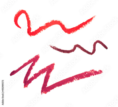 Wallpaper Mural Red lipstick smudged contour pencil on a white isolated background texture Torontodigital.ca