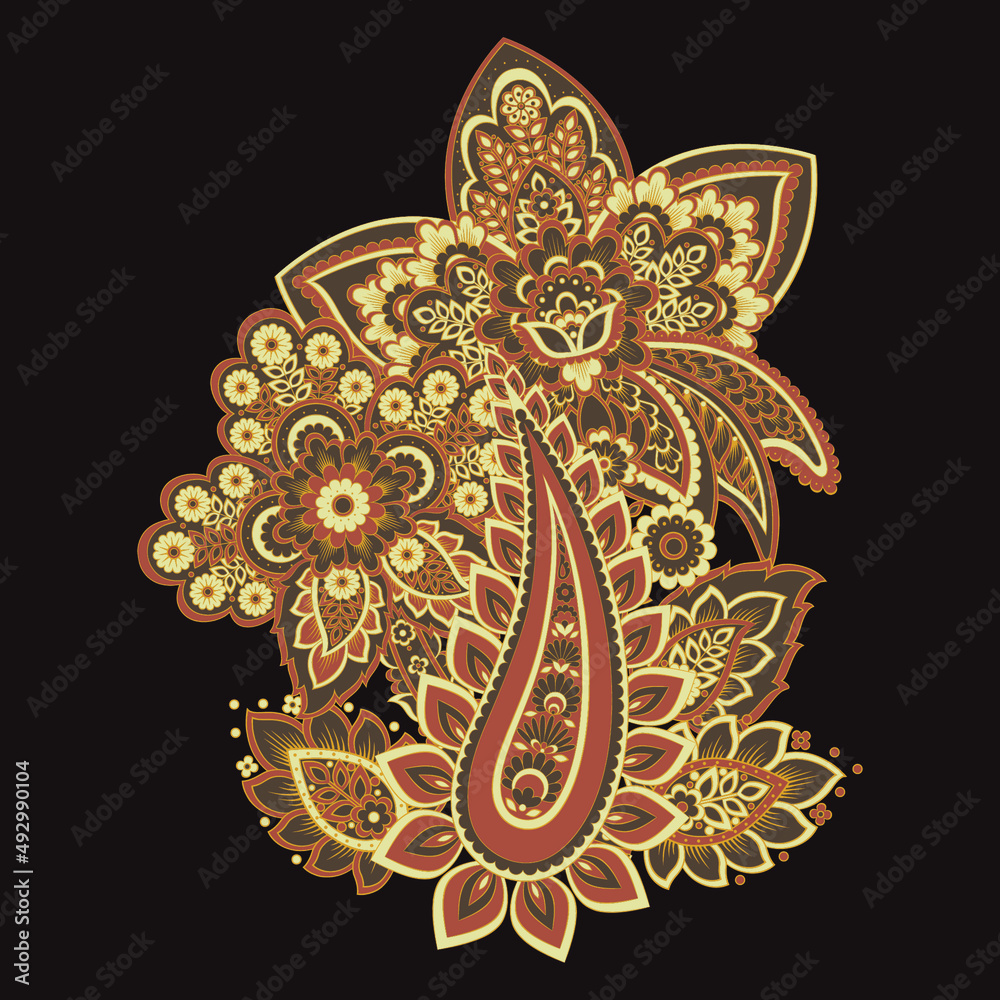 Vector Paisley Floral isolated ornament