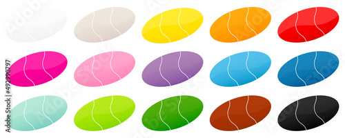 Fünfzehn Geteilte Diagonale Preisaufkleber Oval Bunt Set