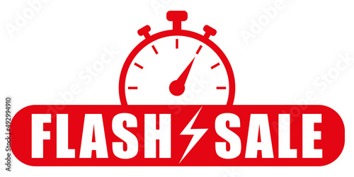 Flash sale. Red vector icon.