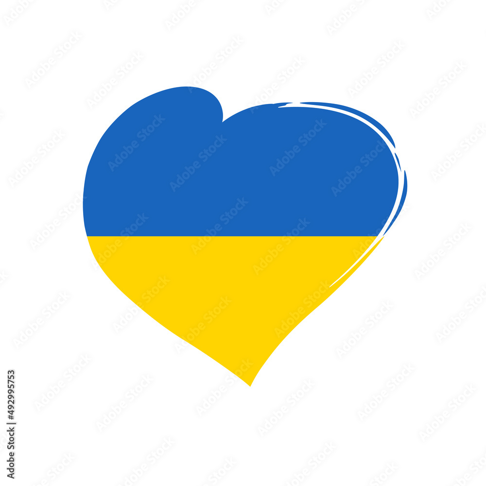 Love Ukraine, heart flag emblem. The concept of support and love for the Ukrainian people. Pray for peace in Ukraine, vector illustration Love Ukraine, heart flag emblem. The concept of support and love for the Ukrainian people. Pray for peace in Ukraine, vector illustration