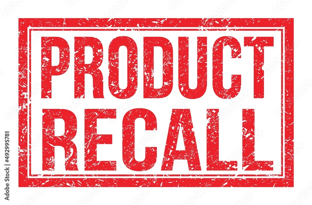PRODUCT RECALL, words on red rectangle stamp sign PRODUCT RECALL, words on red rectangle stamp sign