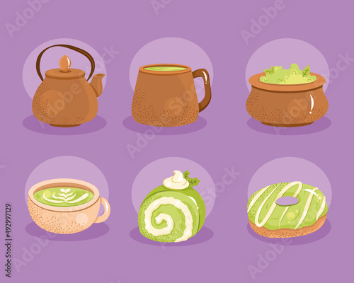 matcha tea six icons