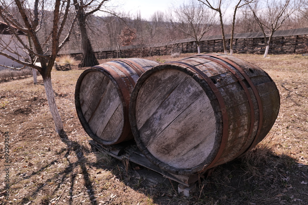 Old barrels. Winemaking is an important branch of the Moldovan economy