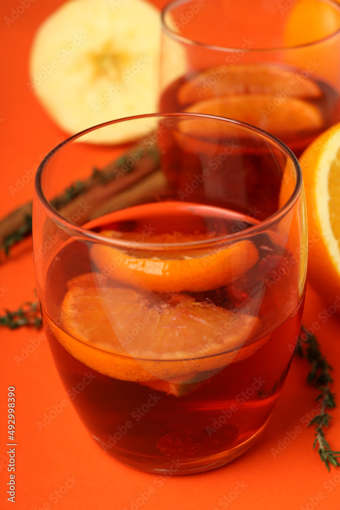 Concept of drink with Sangria, close up Concept of drink with Sangria, close up