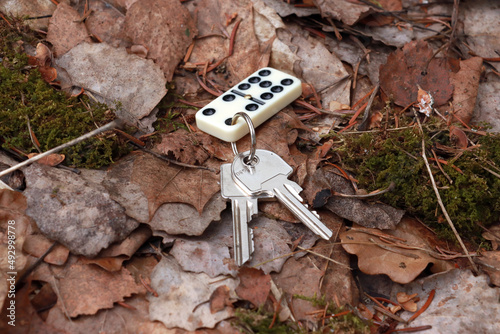 Lost key on ground. Concept photo. Selective focus. photo