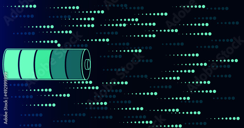 battery vector illustration. rechargeable battery. neon illumination source of energy.