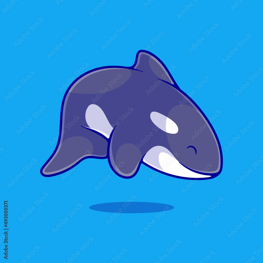 Naklejka premium cute orca whale illustration suitable for mascot sticker and t-shirt design