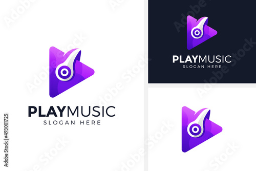 play music logo design illustration