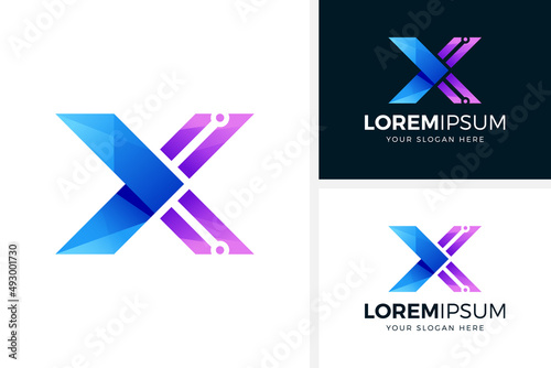 letter x concept technology logo design vector illustration
