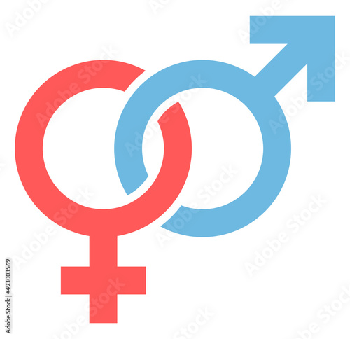 Symbole Weiblich & Männlich Verbunden Rot Blau
