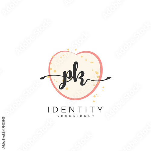 PK Handwriting logo vector of initial signature, wedding, fashion, jewerly, boutique, floral and botanical with creative template for any company or business.