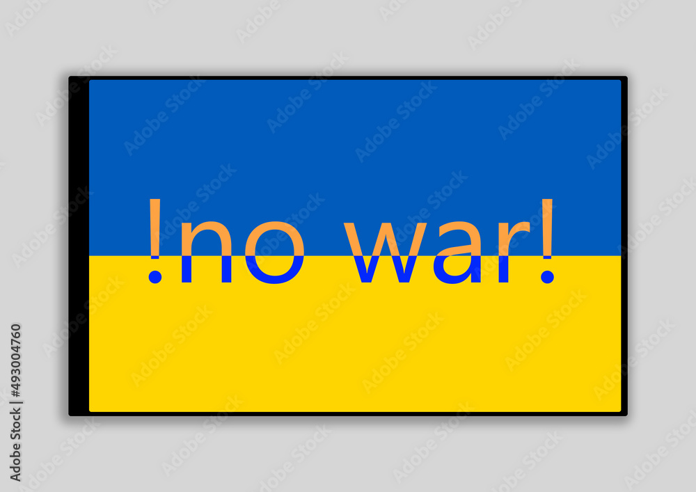 tablet screen with the flag of Ukraine and the inscription no war on a white background. illustration tablet screen with the flag of Ukraine and the inscription no war on a white background. illustration