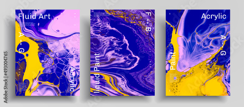 Abstract vector banner, pack of modern design fluid art covers. Beautiful background that can be used for design cover, poster, brochure and etc. Colorful creative iridescent artwork.