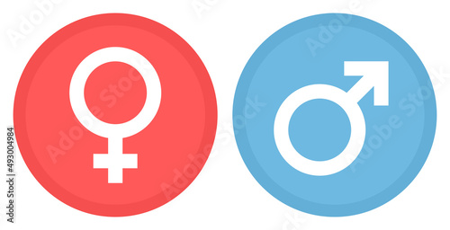 Kreise Dunkler Rand Symbole Weiblich & Männlich Rot Blau