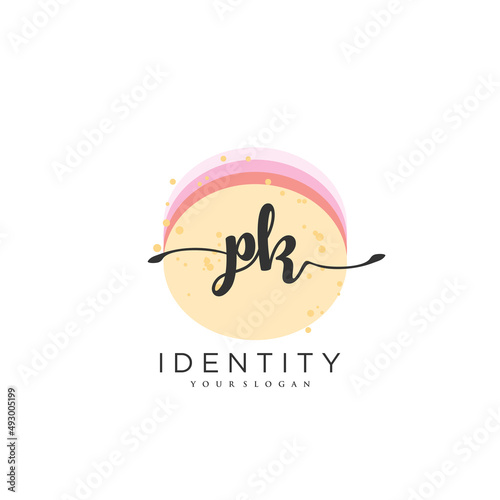 PK Handwriting logo vector of initial signature, wedding, fashion, jewerly, boutique, floral and botanical with creative template for any company or business.