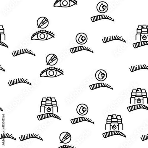 Eyebrow Tattoo Beauty Procedure Vector Seamless Pattern Thin Line Illustration
