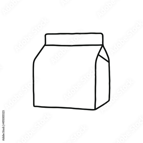 Milk or juice box. Linear, vector realistic. Pocket milk outline.
