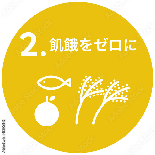 SDGs 2.飢餓をゼロに丸型アイコン　SDGs 2.Zero Hunger round icon	