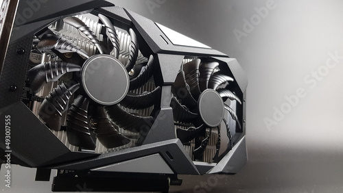 the video card is powerful for a computer on a black background. games