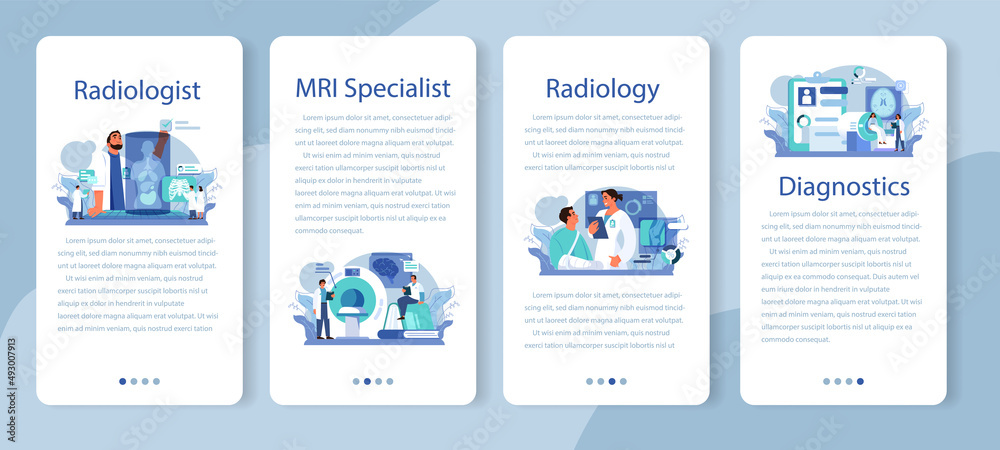 Radiology mobile application banner set. Idea of health care