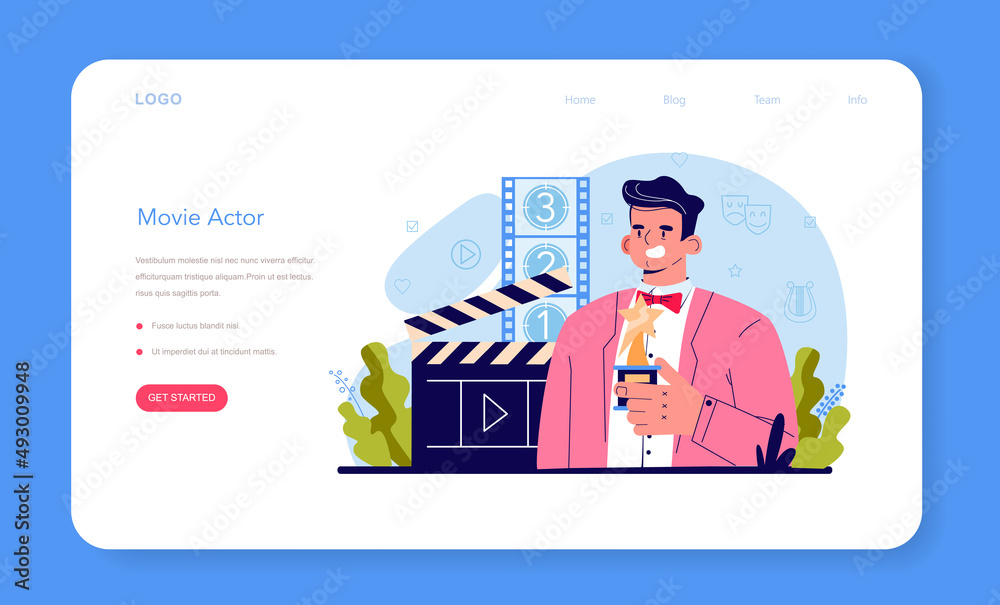 Actor and actress web banner or landing page. Theatrical performer Actor and actress web banner or landing page. Theatrical performer