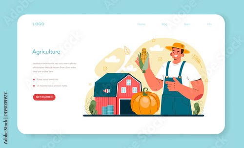 Argonomist web banner or landing page set. Scientist making research