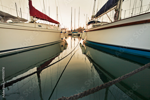 Tranquil harbour. Shot of yachts moored in a harbour.