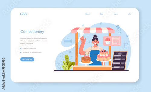 Confectioner web banner or landing page. Professional confectioner