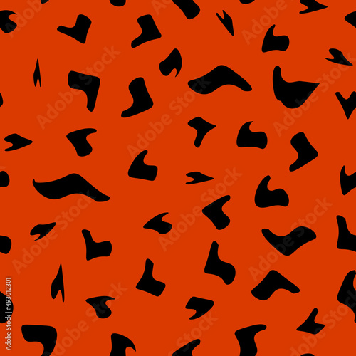 seamless pattern, black spots on an orange background