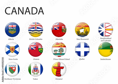 all Flags of regions of Canada. photo