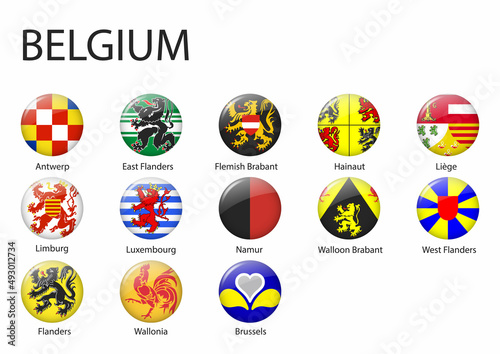 all Flags of regions of Belgium