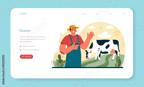 Shepherd with a domestic animals web banner or landing page