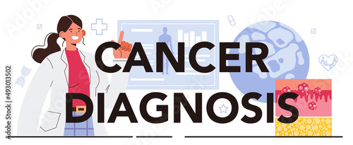 Cancer diagnosis typographic header. Oncology disease modern research