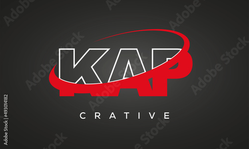 KAP creative letters logo with 360 symbol vector art template design