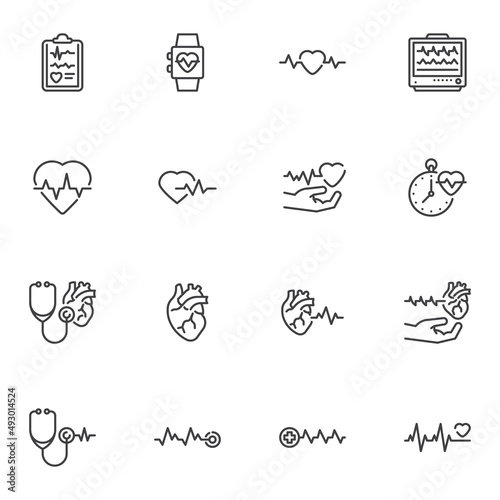 Heartbeat line icons set